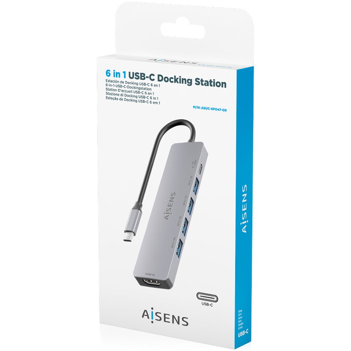 Aisens Docking USB-C 6 en 1 ASUC-6P047-GR Gris Aisens Docking USB-C 6 en 1 ASUC-6P047-GR Gris